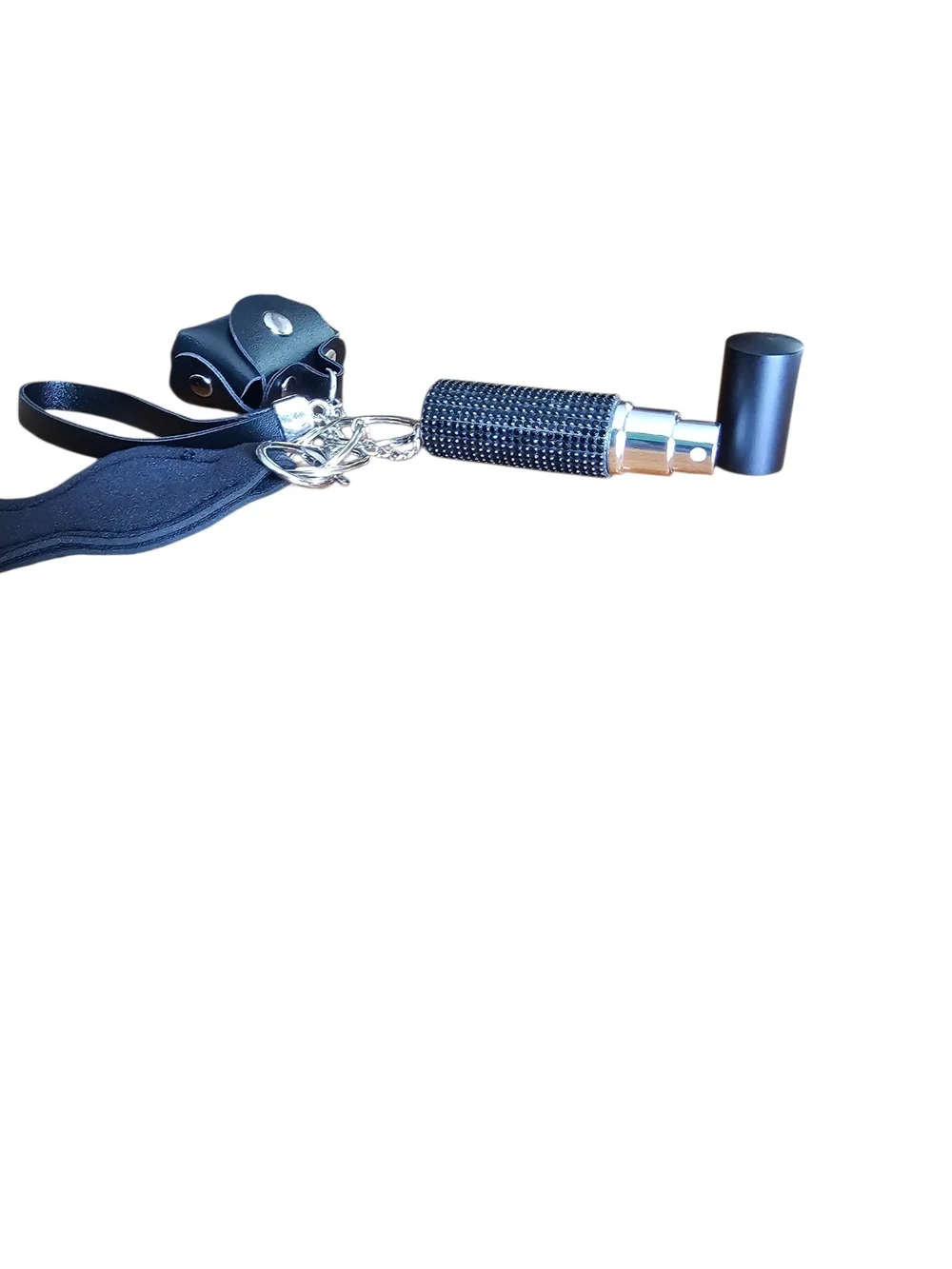 New. Women's Black Key Chain & Refillable Perfume Bottle